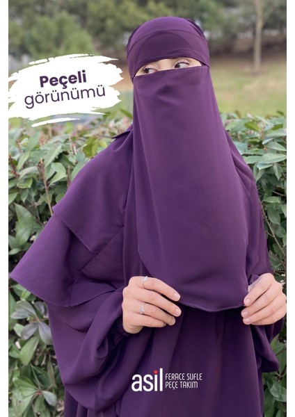 Asil Ferace Sufle Peçe Takım Mürdüm