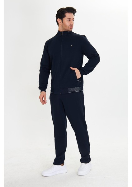 Pamuklu Tam Fermuarlı Erkek Eşofman Takımı Lacivert 5751-L modelleri