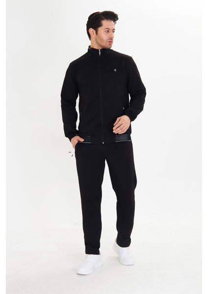 Pamuklu Tam Fermuarlı Erkek Eşofman Takımı Siyah 5751-S fiyatları