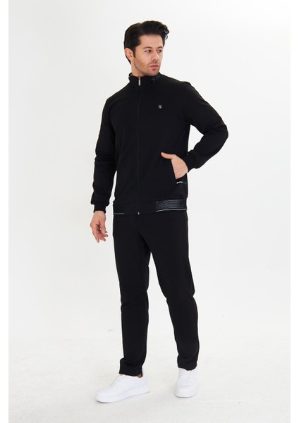 Pamuklu Tam Fermuarlı Erkek Eşofman Takımı Siyah 5751-S modelleri