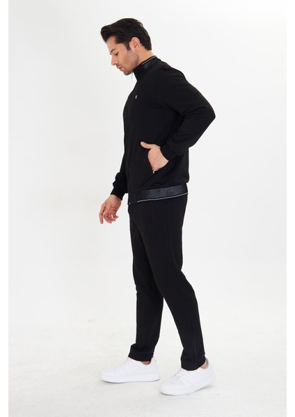 Pamuklu Tam Fermuarlı Erkek Eşofman Takımı Siyah 5751-S indirimleri
