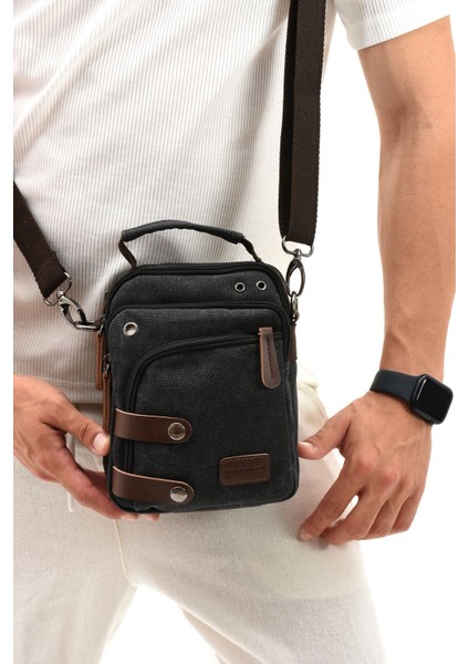 Şık ve kullanışlı orta boy siyah pamuk çanta, günlük stilinizi tamamlar.