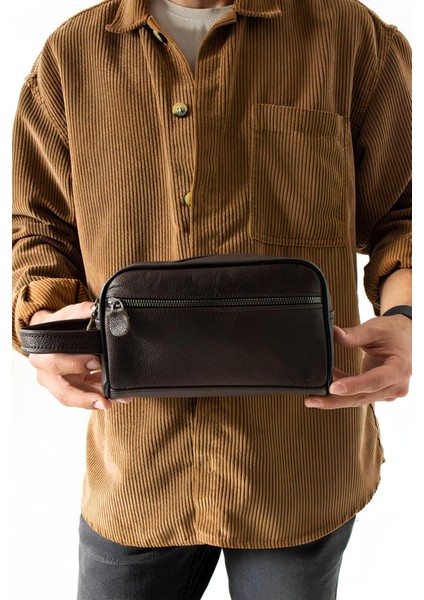 Kahverengi Erkek Tıraş ve Bakım Çantası, Hakiki Deri, Şık ve Kullanışlı Orta Boy modelleri