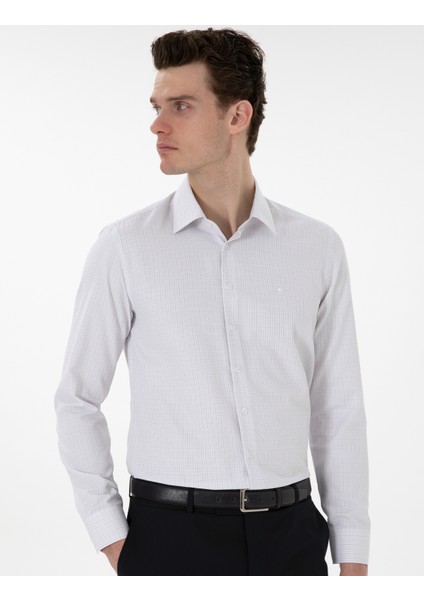 Erkek Gri Slim Fit Kareli Uzun Kollu Gömlek 50304550-VR024 modelleri