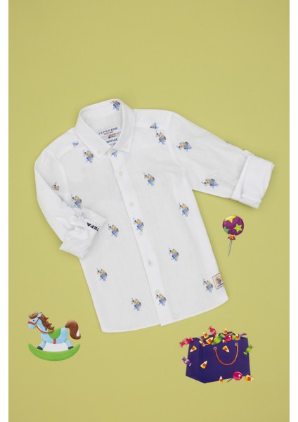 Erkek Çocuk Beyaz Gömlek Desenli 50300412-VR013