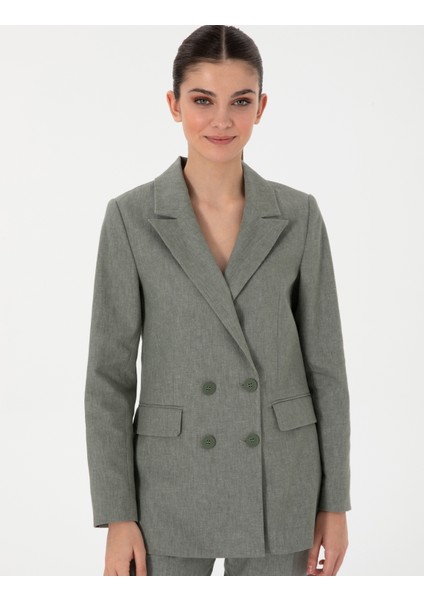 Kadın Haki Slim Fit Keten Karışımlı Ceket 50299966-VR027 modelleri