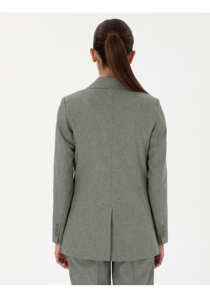 Kadın Haki Slim Fit Keten Karışımlı Ceket 50299966-VR027 indirimleri