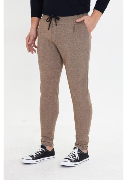 Erkek Polycotton Esnek Jogger Pantalon Kahve 5801-K