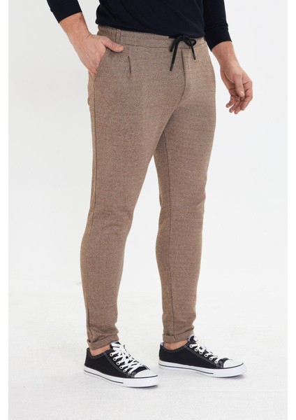 Erkek Polycotton Esnek Jogger Pantalon Kahve 5801-K