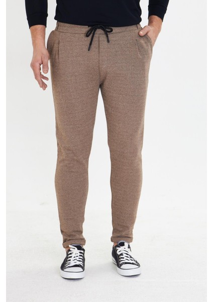 Erkek Polycotton Esnek Jogger Pantalon Kahve 5801-K