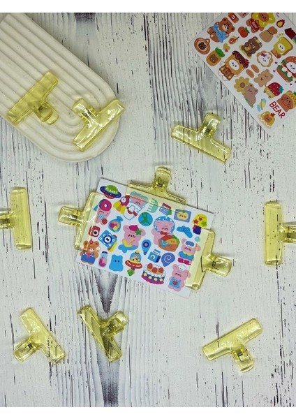 Şeffaf Sarı Renk Çok Fonksiyonlu Fotoğraf Klipsi/fotoğraf Mandalı /ataş / Kitap Ayracı fırsatları