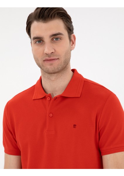Erkek Kırmızı Slim Fit %100 Pamuk Polo Yaka Basic Tişört 50306448-VR030 fiyatları