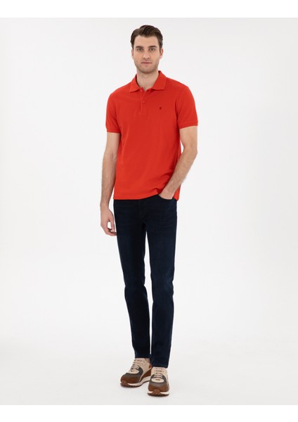Erkek Kırmızı Slim Fit %100 Pamuk Polo Yaka Basic Tişört 50306448-VR030 fırsatları