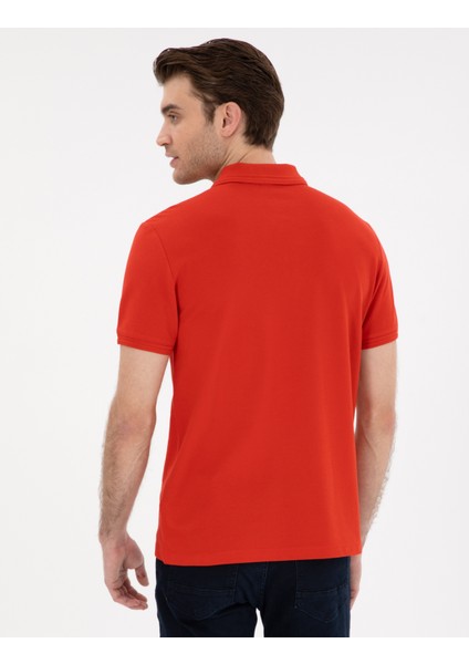 Erkek Kırmızı Slim Fit %100 Pamuk Polo Yaka Basic Tişört 50306448-VR030 indirimleri