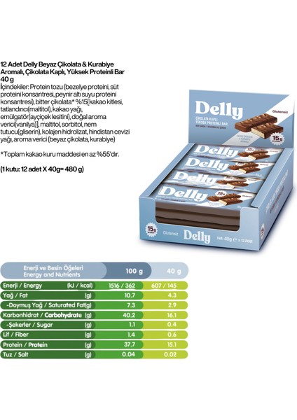 Beyaz Çikolata ve Kurabiye Aromalı, Çikolata Kaplı, Yüksek Protein Bar 40G