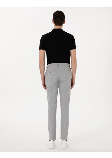 Erkek Gri Slim Fit Beli Lastikli Çizgili Kanvas Pantolon 50308098-VR024