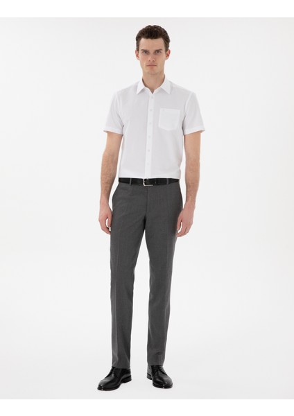 Erkek Beyaz Basic Regular Fit Kısa Kollu Cepli Gömlek 50307003-VR013