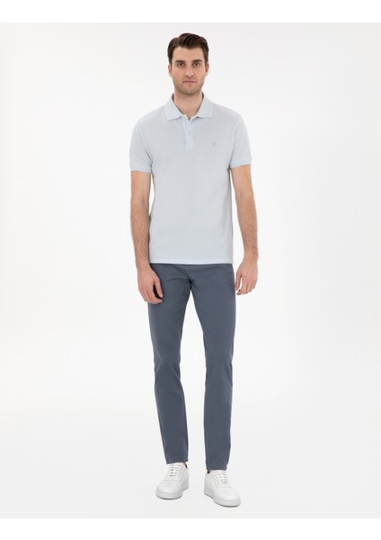 Erkek Açık Mavi Slim Fit %100 Pamuk Polo Yaka Basic Tişört 50306448-VR095 fırsatları