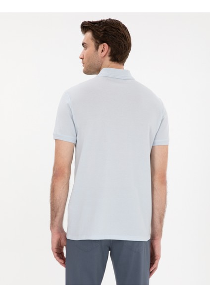 Erkek Açık Mavi Slim Fit %100 Pamuk Polo Yaka Basic Tişört 50306448-VR095 indirimleri