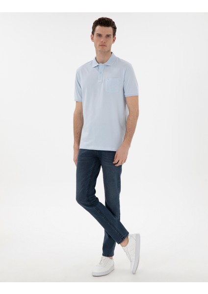 Erkek Açık Mavi Regular Fit Kıvrılmaz Polo Yaka Basic Tişört 50302538-VR003