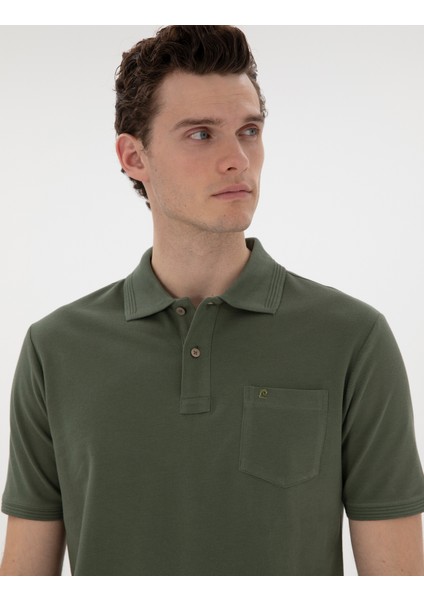 Erkek Haki Regular Fit Kıvrılmaz Polo Yaka Basic Tişört 50302538-VR027