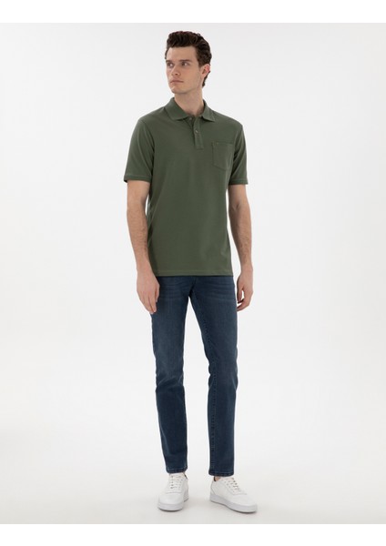 Erkek Haki Regular Fit Kıvrılmaz Polo Yaka Basic Tişört 50302538-VR027