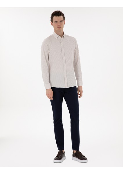 Erkek Lacivert Slim Fit Yazlık Kanvas Pantolon 50305450-VR033