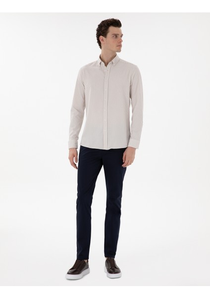 Erkek Lacivert Slim Fit Yazlık Kanvas Pantolon 50305450-VR033