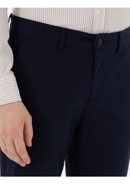 Erkek Lacivert Slim Fit Yazlık Kanvas Pantolon 50305450-VR033