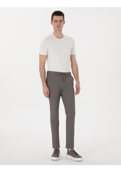 Erkek Vizon Slim Fit Jogger Kanvas Pantolon 50305880-VR052
