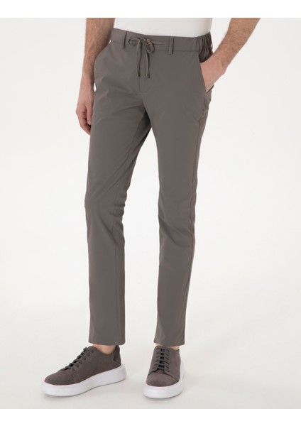 Erkek Vizon Slim Fit Jogger Kanvas Pantolon 50305880-VR052
