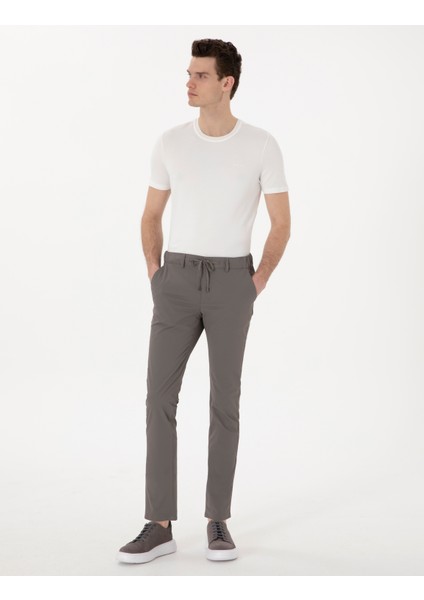 Erkek Vizon Slim Fit Jogger Kanvas Pantolon 50305880-VR052