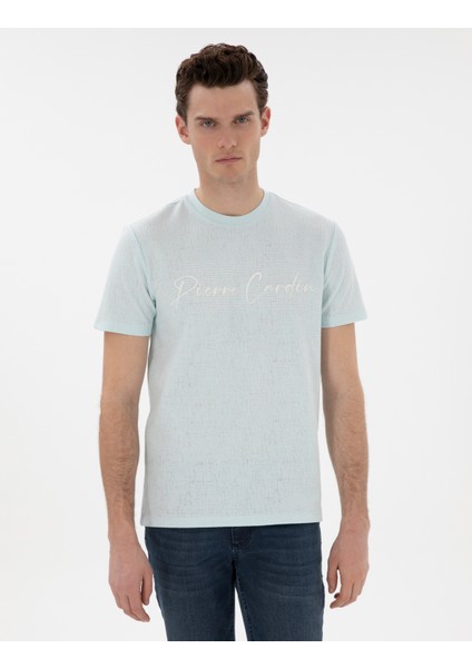 Erkek Su Yeşili Slim Fit Tişört 50302567-VR048