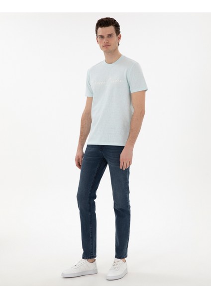 Erkek Su Yeşili Slim Fit Tişört 50302567-VR048