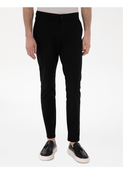 Erkek Siyah Slim Fit Yazlık Kanvas Pantolon 50305450-VR046