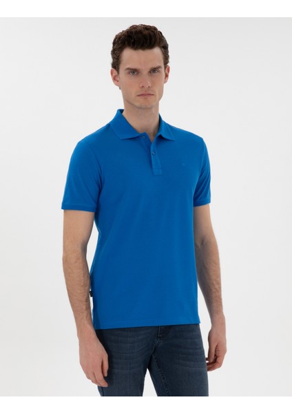 Erkek Saks Slim Fit Kıvrılmaz Polo Yaka Basic Tişört 50302561-VR045