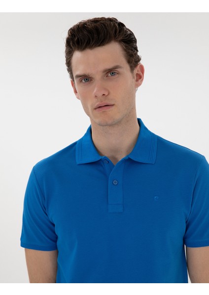 Erkek Saks Slim Fit Kıvrılmaz Polo Yaka Basic Tişört 50302561-VR045