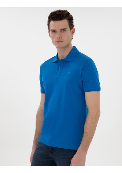 Erkek Saks Slim Fit Kıvrılmaz Polo Yaka Basic Tişört 50302561-VR045