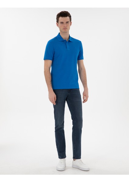 Erkek Saks Slim Fit Kıvrılmaz Polo Yaka Basic Tişört 50302561-VR045