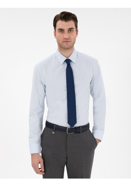 Erkek Açık Mavi Slim Fit Uzun Kollu Basic Gömlek 50307297-VR003