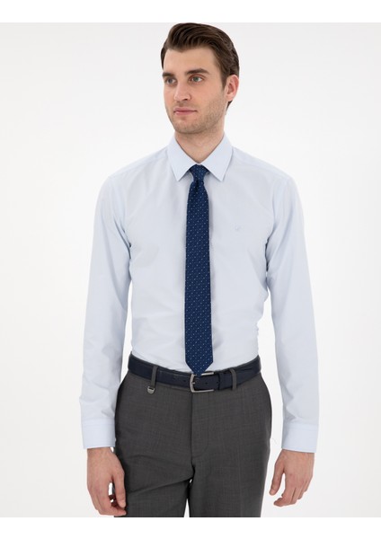 Erkek Açık Mavi Slim Fit Uzun Kollu Basic Gömlek 50307297-VR003