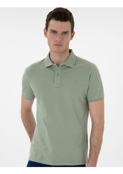 Erkek Çağla Yeşili Slim Fit Kıvrılmaz Polo Yaka Basic Tişört 50302561-VR016 modelleri