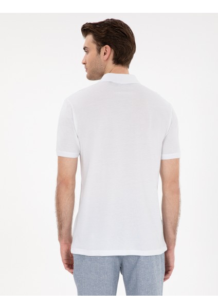Erkek Beyaz Slim Fit Kıvrılmaz Polo Yaka Basic Tişört 50302561-VR013 indirimleri