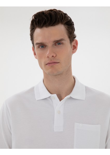 Erkek Beyaz Regular Fit Kıvrılmaz Polo Yaka Basic Tişört 50302538-VR013 fiyatları