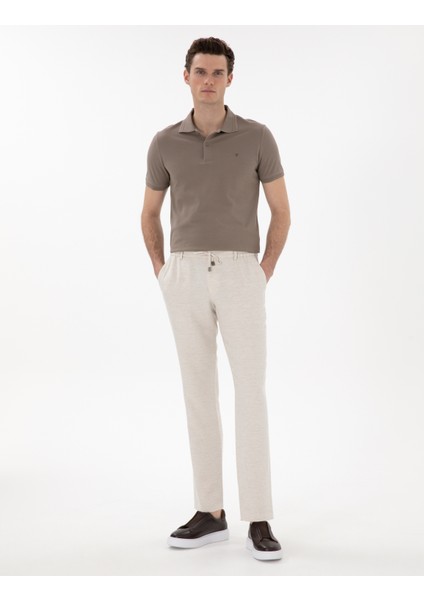 Erkek Koyu Vizon Slim Fit %100 Pamuk Polo Yaka Basic Tişört 50306448-VR241 fırsatları