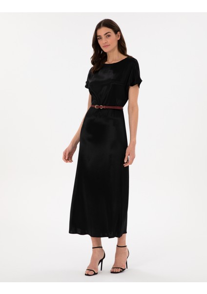 Kadın Siyah Comfort Fit Dokuma Elbise 50301015-VR046