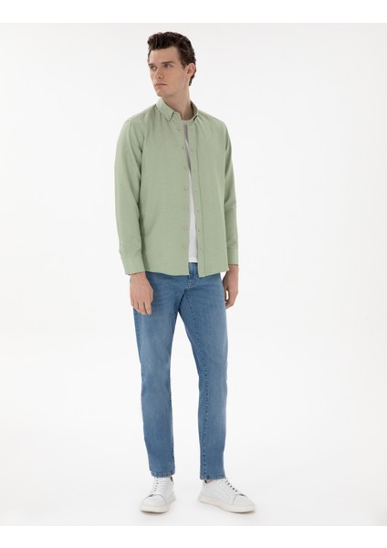 Erkek Yeşil Regular Fit Uzun Kollu Gömlek 50304764-VR016