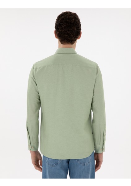 Erkek Yeşil Regular Fit Uzun Kollu Gömlek 50304764-VR016