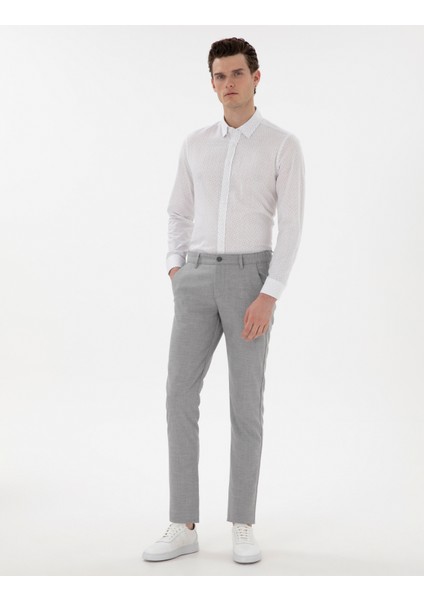 Erkek Gri Slim Fit Beli Lastikli Kanvas Pantolon 50301791-VR024
