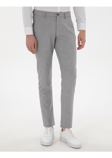 Erkek Gri Slim Fit Beli Lastikli Kanvas Pantolon 50301791-VR024 fiyatları